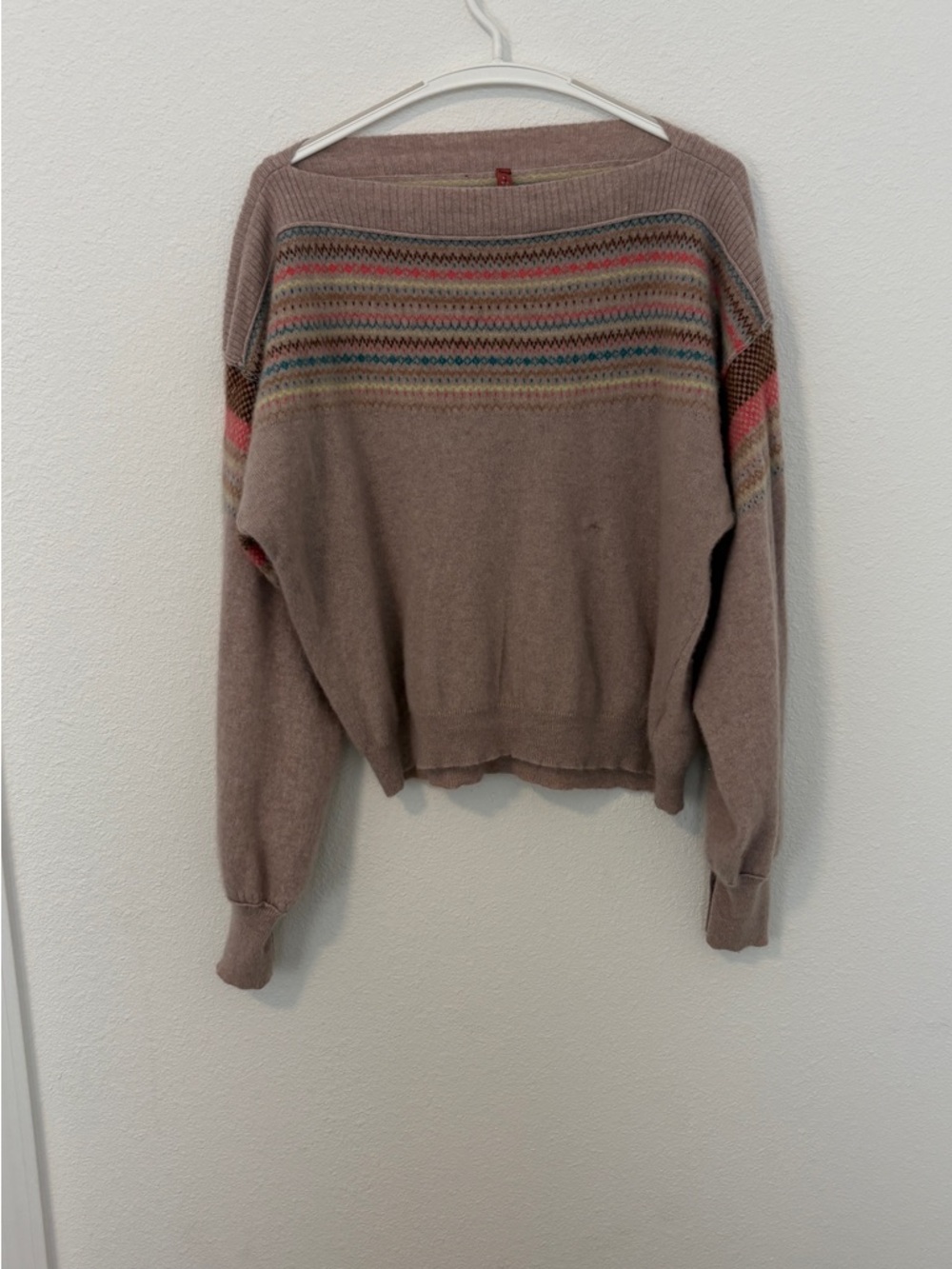 Urban Outfitters Fair Isle Cashmere Sweater Stripes Size XL Bell Sleeve Luxury